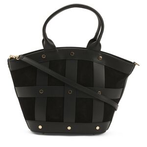 🖤🔹️CHEVAL🔹️ Black Made In Italy Leather And Suede Tulip Satchel